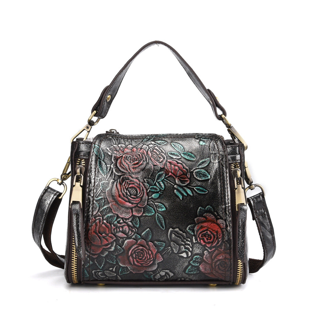 Women's First Layer Cowhide Shoulder Bag – Genuine Leather Contrast Colour Handbag