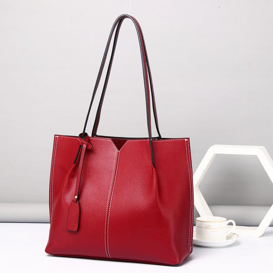 Women's Large Capacity First Layer Cowhide Shoulder Bag – Soft Genuine Leather Handbag