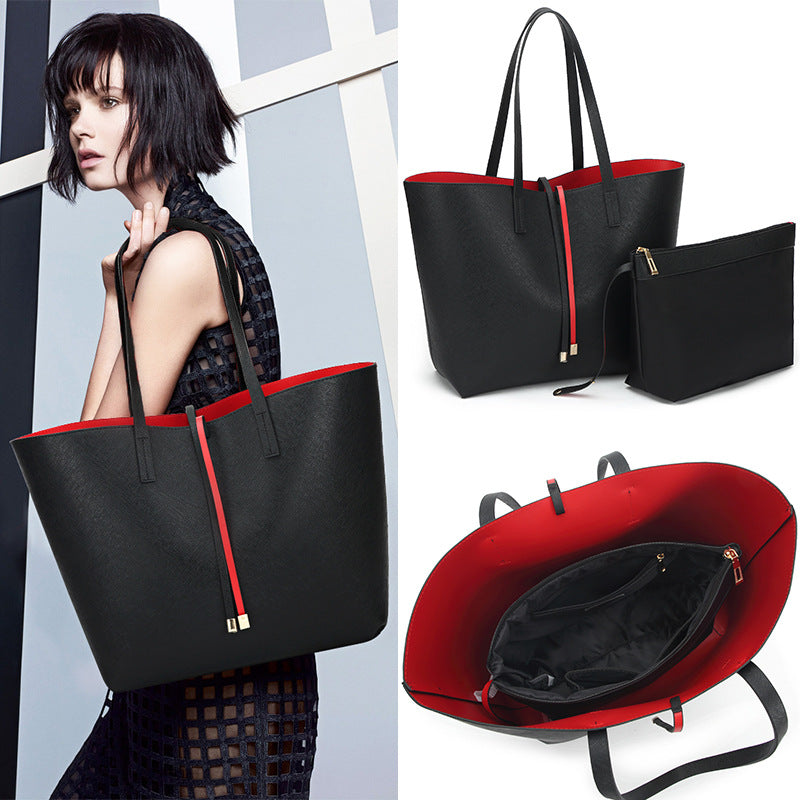 Women's Large Capacity PU Tote Bag – Multi-functional Mother & Shoulder Bag Set