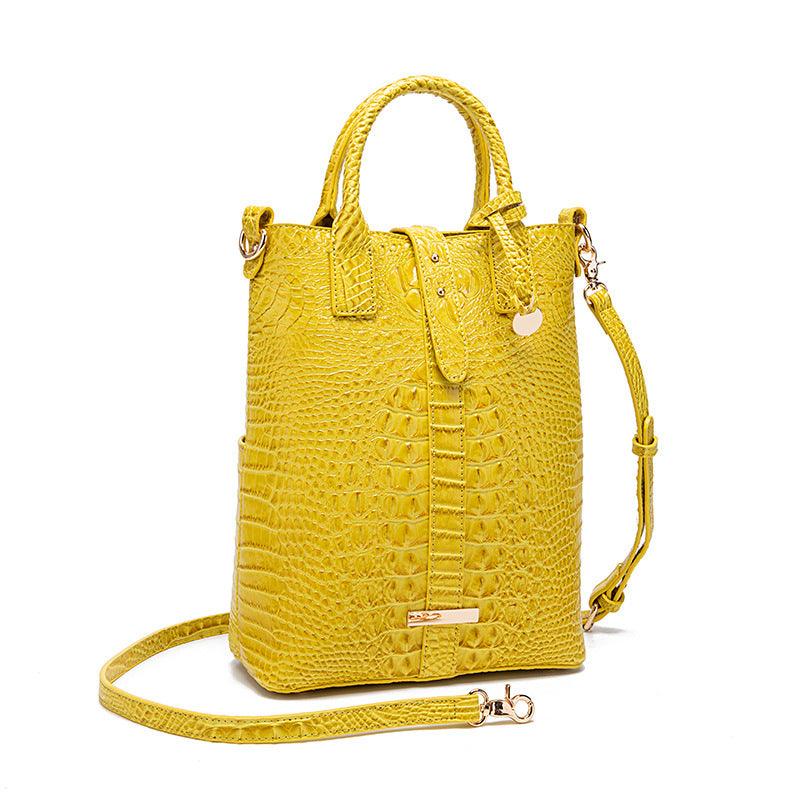 Women's Retro Multi-Colour Crocodile Pattern Shoulder Bag – Textured Vintage Handbag