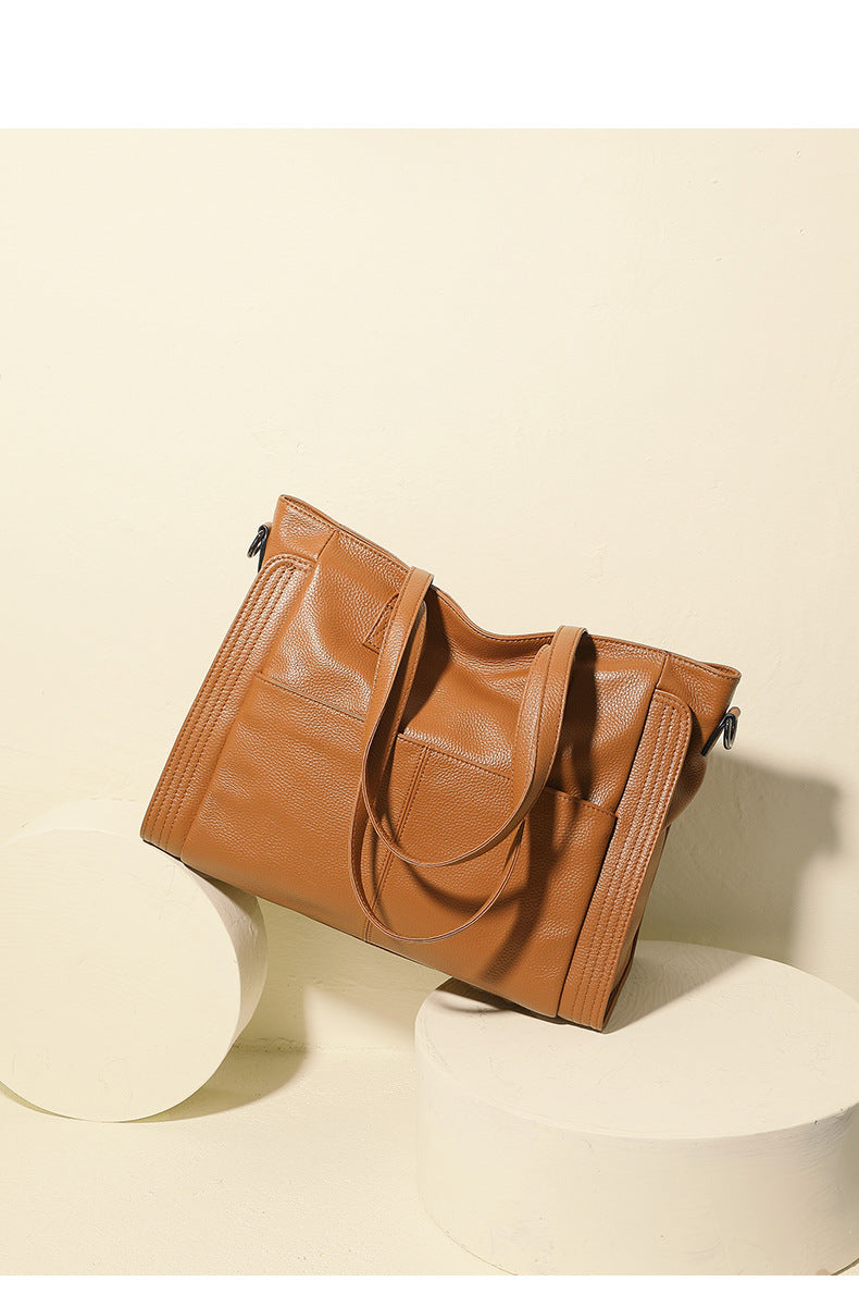 Women's First Layer Cowhide Large Capacity Handbag – Premium Genuine Leather Tote