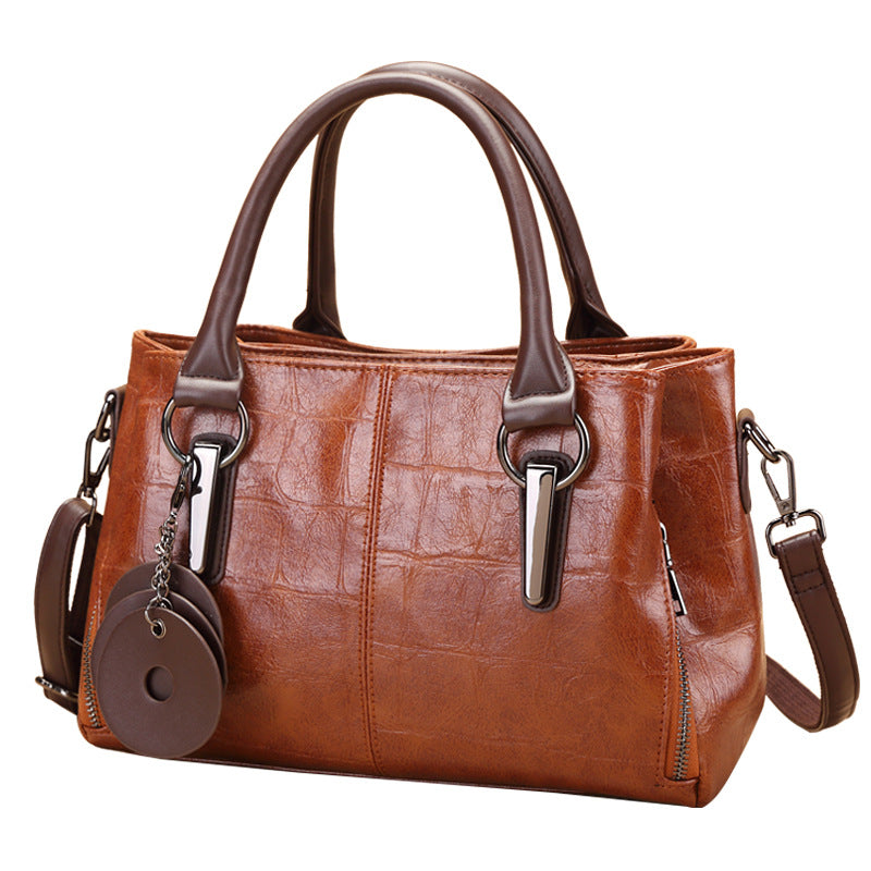 Women's Retro Contrast Colour Shoulder Bag – Large Capacity PU Leather Tote