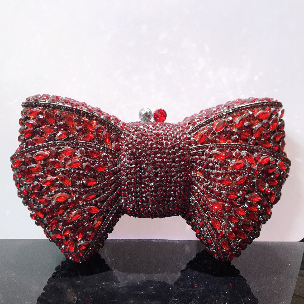 Women's Bow Diamond Rhinestone Clutch – Hard Metal Evening Bag in 22 Colours