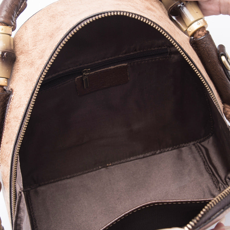 Women's Handmade Retro Genuine Leather Handbag – Artisan Crafted Shoulder Bag