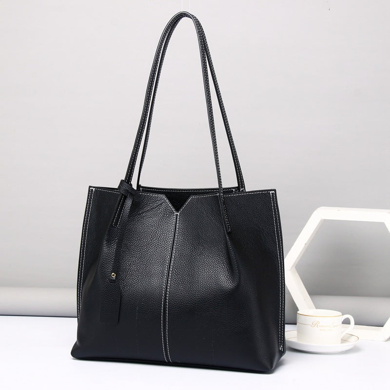 Women's Large Capacity First Layer Cowhide Shoulder Bag – Soft Genuine Leather Handbag