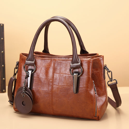 Women's Retro Contrast Colour Shoulder Bag – Large Capacity PU Leather Tote