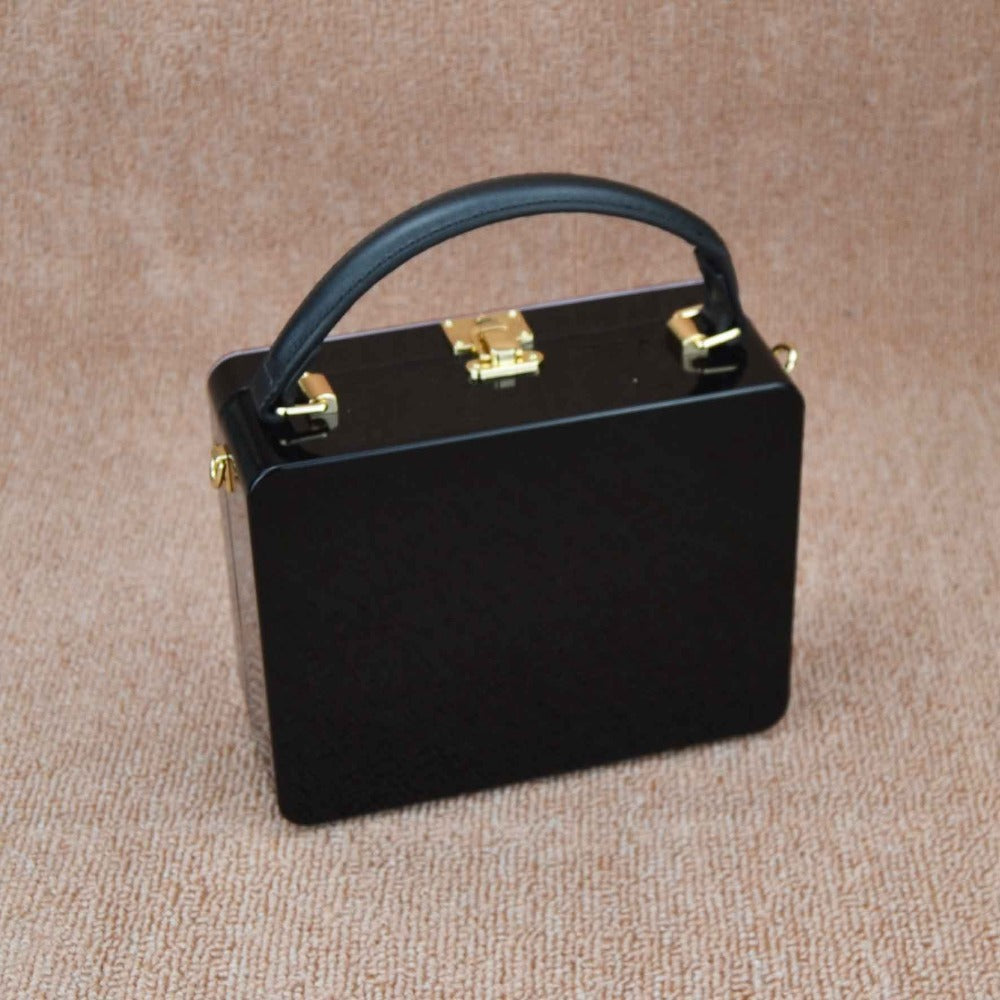 Women's Geometric PU Messenger Bag – Lock Closure Small Crossbody Bag