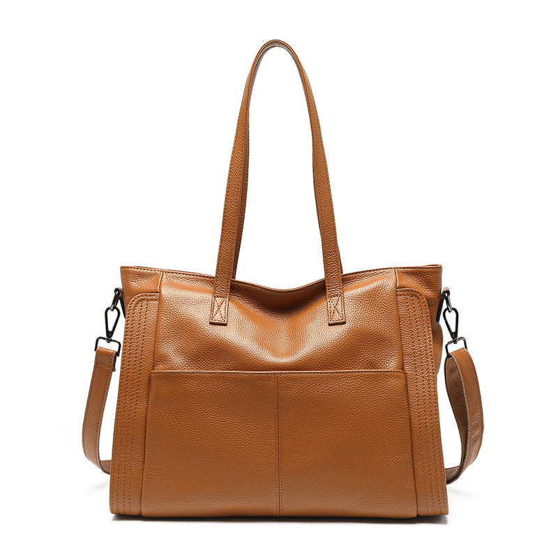 Women's First Layer Cowhide Large Capacity Handbag – Premium Genuine Leather Tote