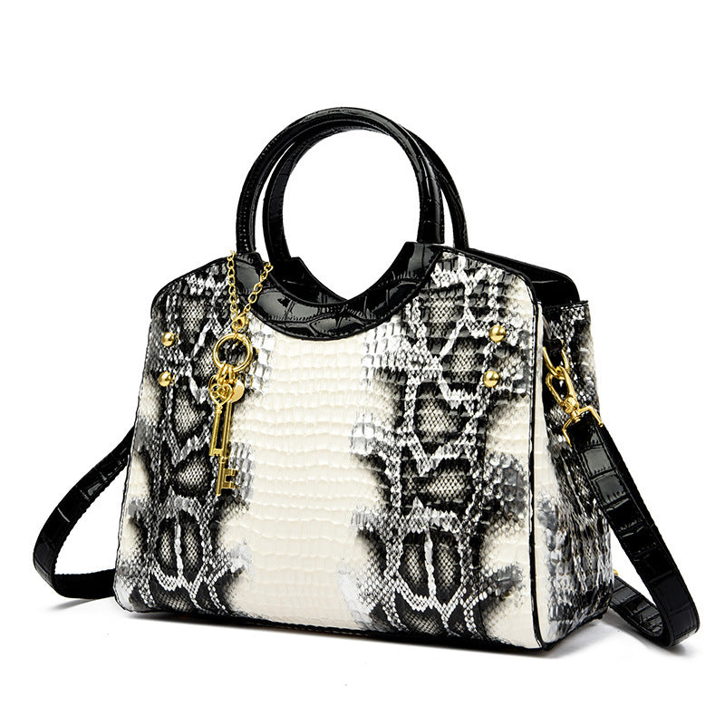 Women's Retro Snakeskin Pattern Large Handbag – Fashion Portable Tote Shoulder Bag