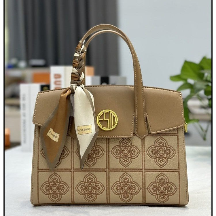 Women's Embroidered Silk Scarf Crossbody Bag – Elegant Boho Shoulder Handbag