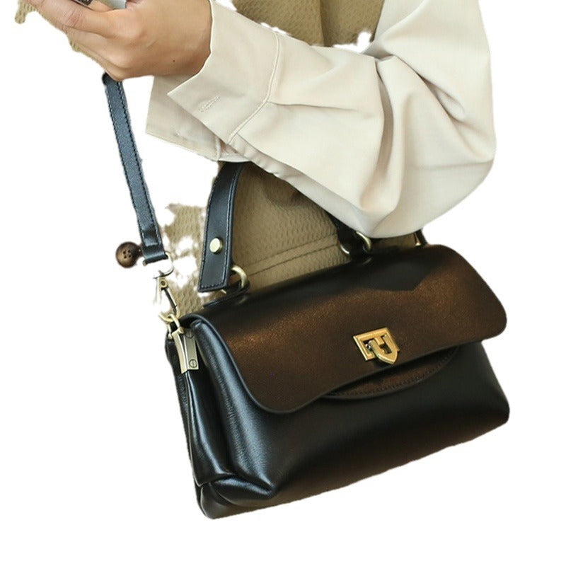 Women's Retro Leather Multi-Compartment Handbag – Fashion Vintage Style Bag