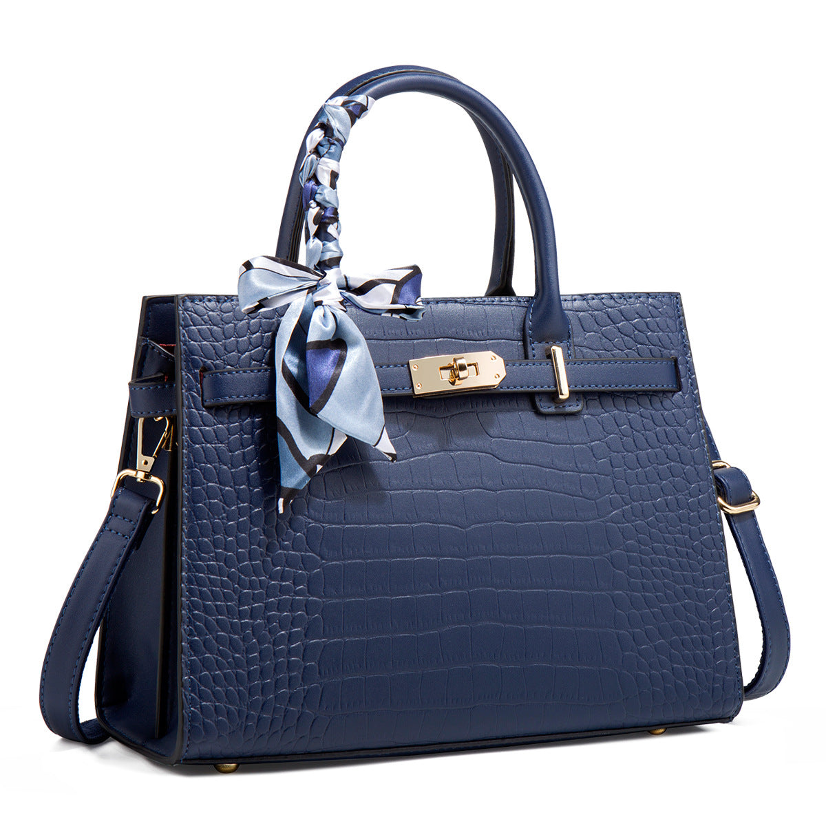Women's Spacious PU Leather Tote Bag – Retro Clasp Shoulder Bag with Organised Interior