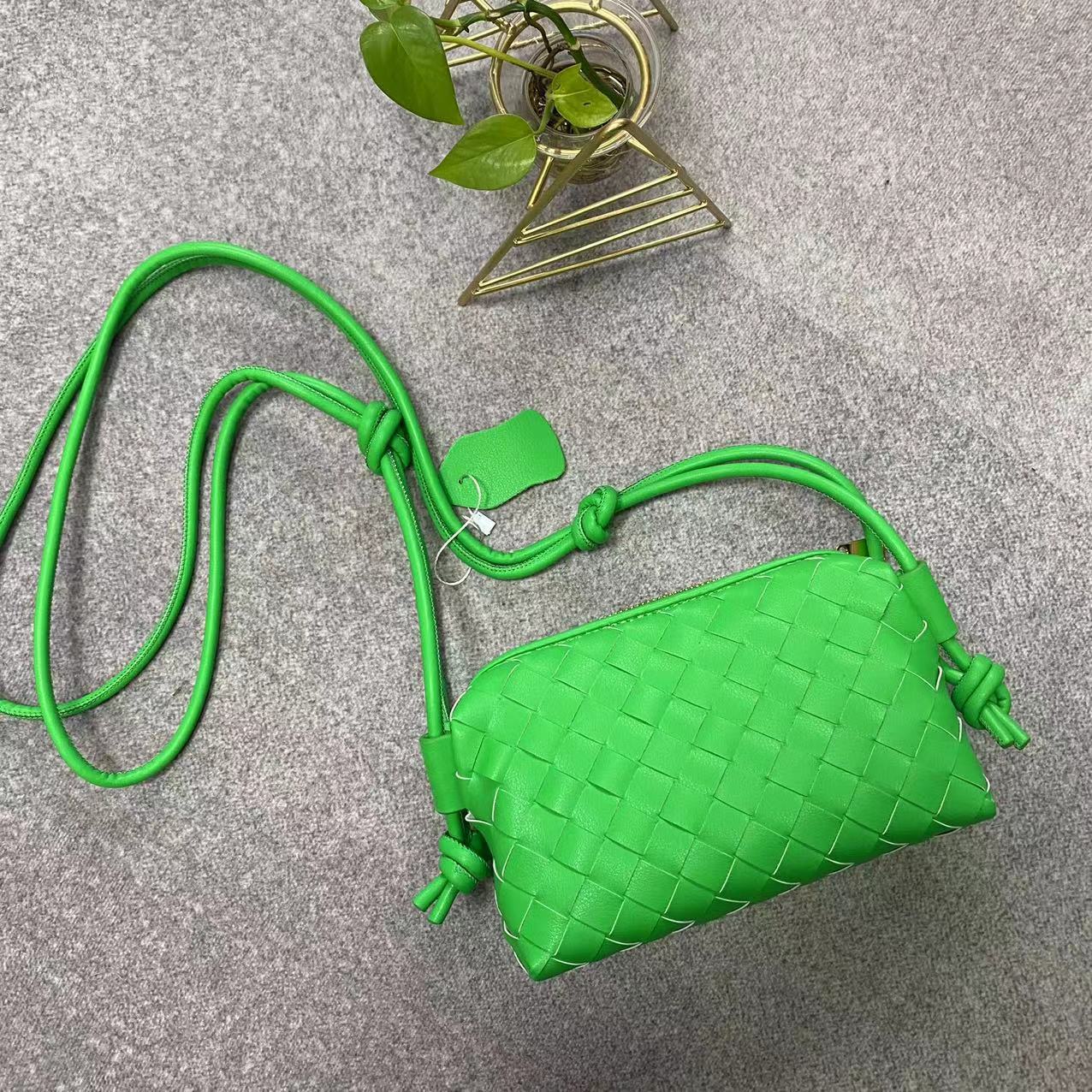 Women's Genuine Leather Woven Small Square Bag – Light Luxury Cowhide Crossbody