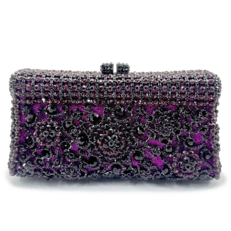 Women's Handmade Diamond Dinner Bag – Floral Clutch with Chain Strap