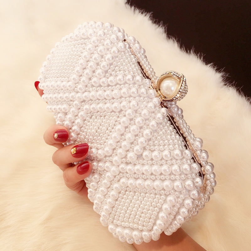 Women's Rhinestone Pearl Shoulder Bag – Vintage Beaded Evening Handbag