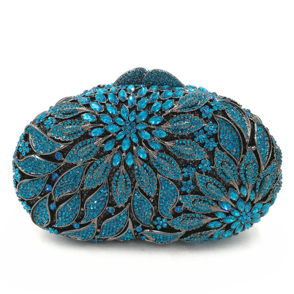 Women's Rhinestone Cutout Clutch Bag – Fashion Evening Clutch with Colour Detail