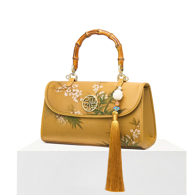 Women's Silk Cheongsam Chinese Style Bamboo Crossbody Bag – Oriental Small Handbag
