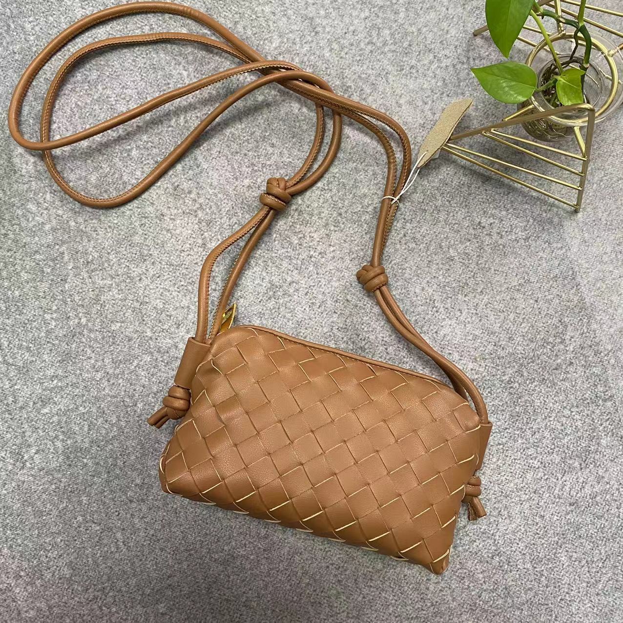 Women's Genuine Leather Woven Small Square Bag – Light Luxury Cowhide Crossbody