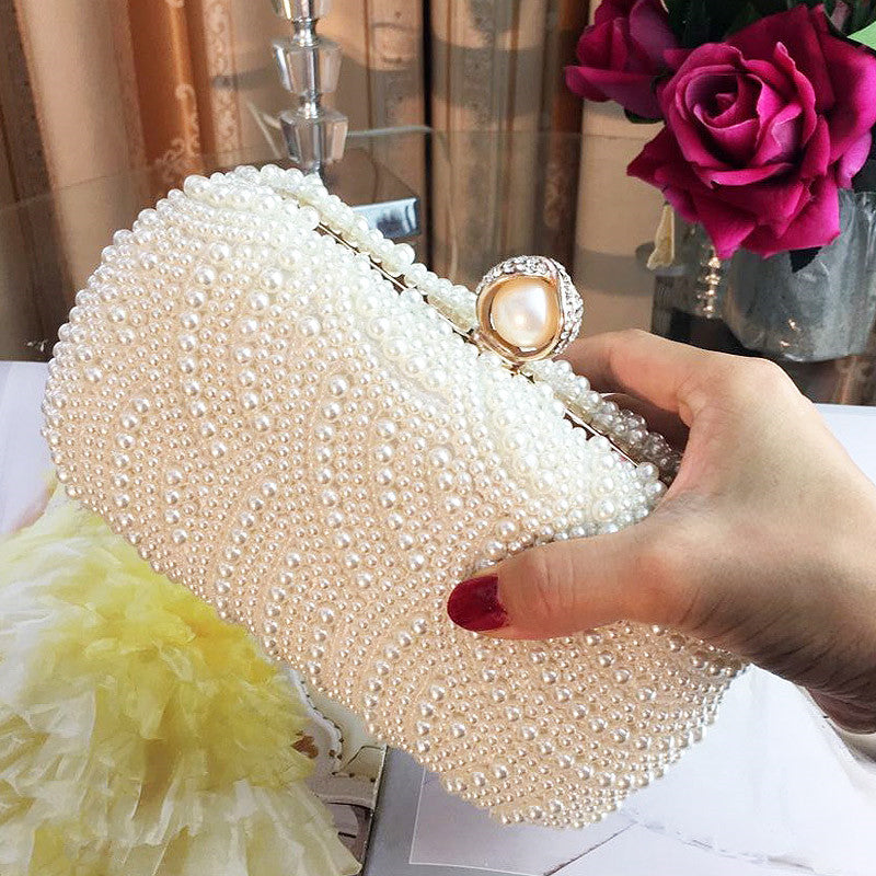 Women's Rhinestone Pearl Shoulder Bag – Vintage Beaded Evening Handbag