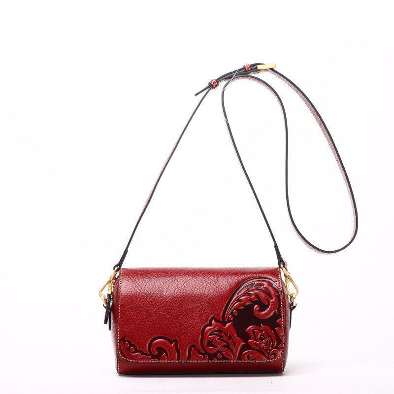 Women's First Layer Cowhide Small Crossbody Bag – Compact Genuine Leather Messenger Bag