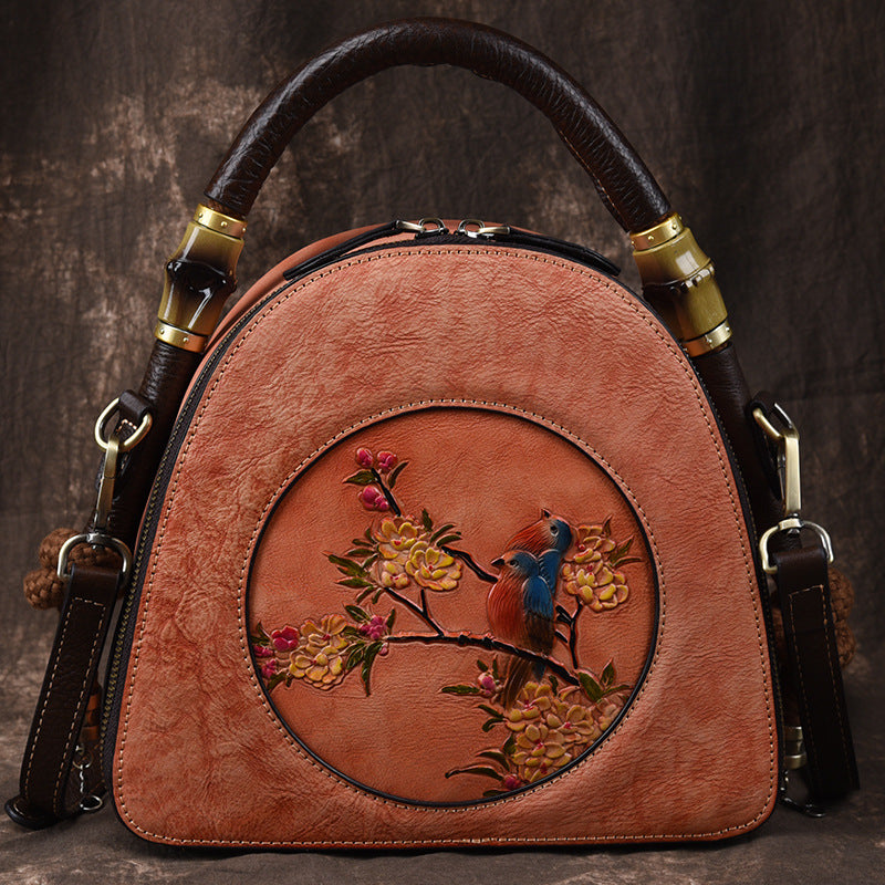 Women's Handmade Retro Genuine Leather Handbag – Artisan Crafted Shoulder Bag