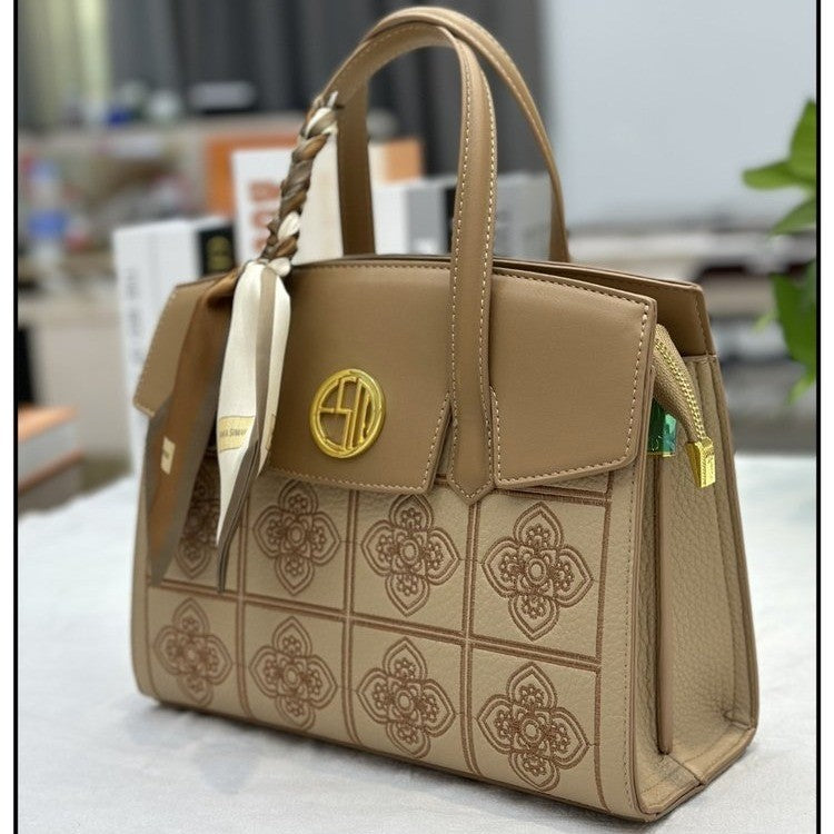 Women's Embroidered Silk Scarf Crossbody Bag – Elegant Boho Shoulder Handbag