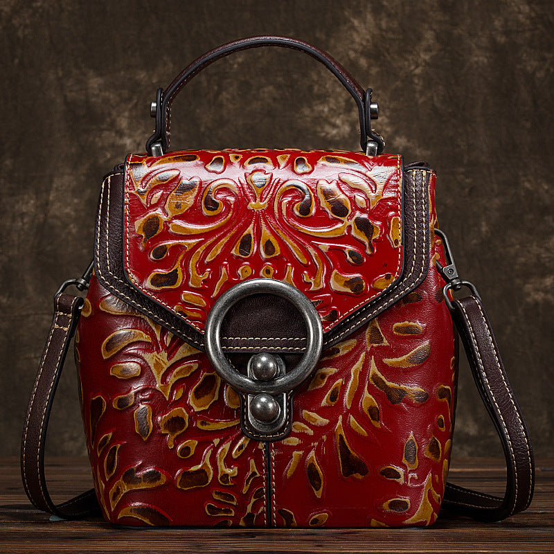 Women's Genuine Leather Backpack & Shoulder Bag – Multi-Function Cowhide Crossbody