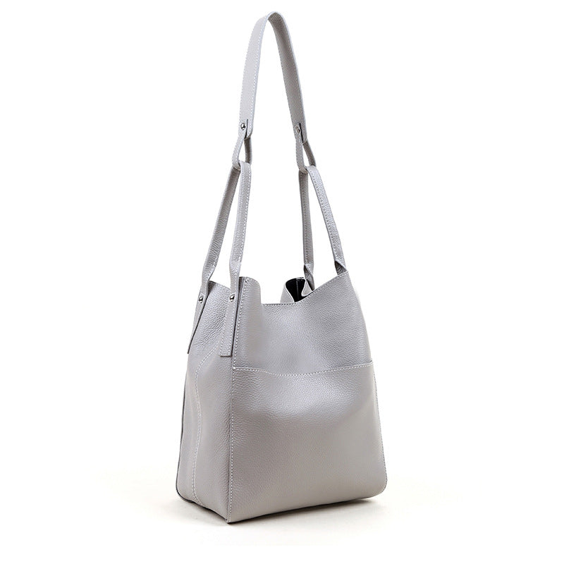 Women's First Layer Cowhide Litchi Pattern Flap Bag – Soft Genuine Leather Messenger Bag
