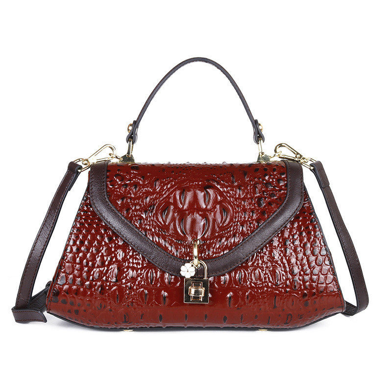 Women's Top Layer Cowhide Colour-Block Shoulder Bag – Soft Genuine Leather Messenger Bag