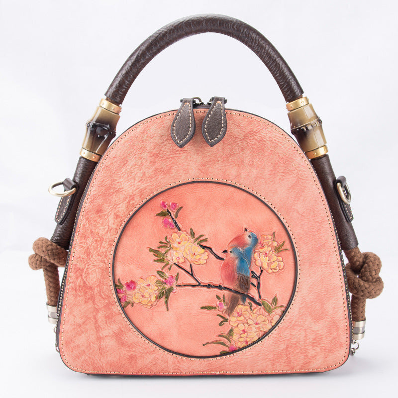 Women's Handmade Retro Genuine Leather Handbag – Artisan Crafted Shoulder Bag