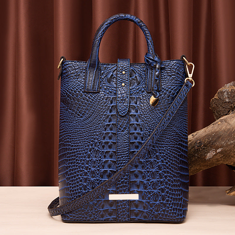 Women's Retro Multi-Colour Crocodile Pattern Shoulder Bag – Textured Vintage Handbag