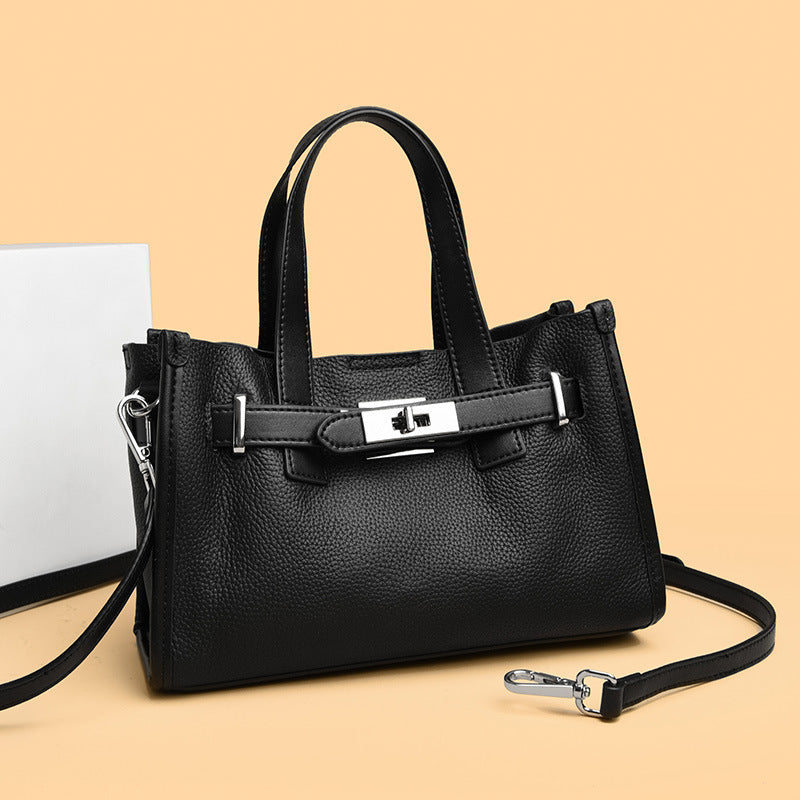 Women's First Layer Cowhide Shoulder Bag – Compact Genuine Leather Handbag