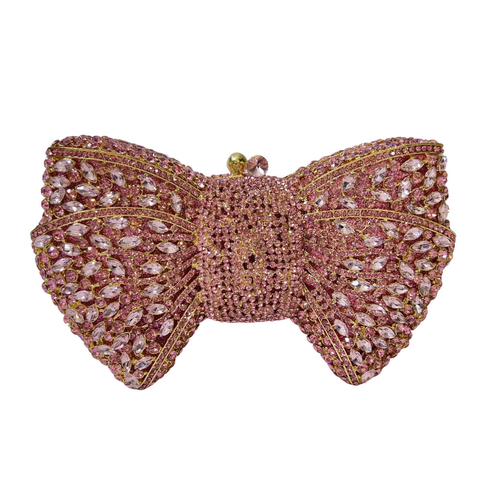 Women's Bow Diamond Rhinestone Clutch – Hard Metal Evening Bag in 22 Colours