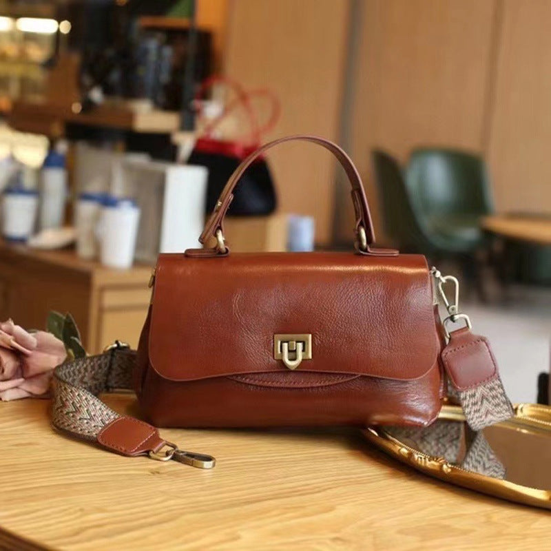 Women's Retro Leather Multi-Compartment Handbag – Fashion Vintage Style Bag