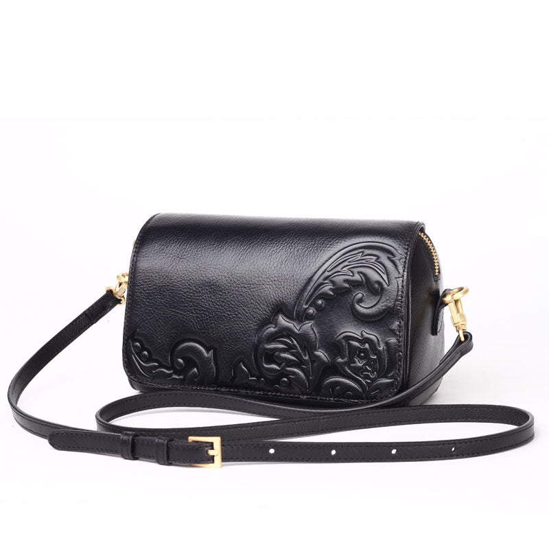 Women's First Layer Cowhide Small Crossbody Bag – Compact Genuine Leather Messenger Bag