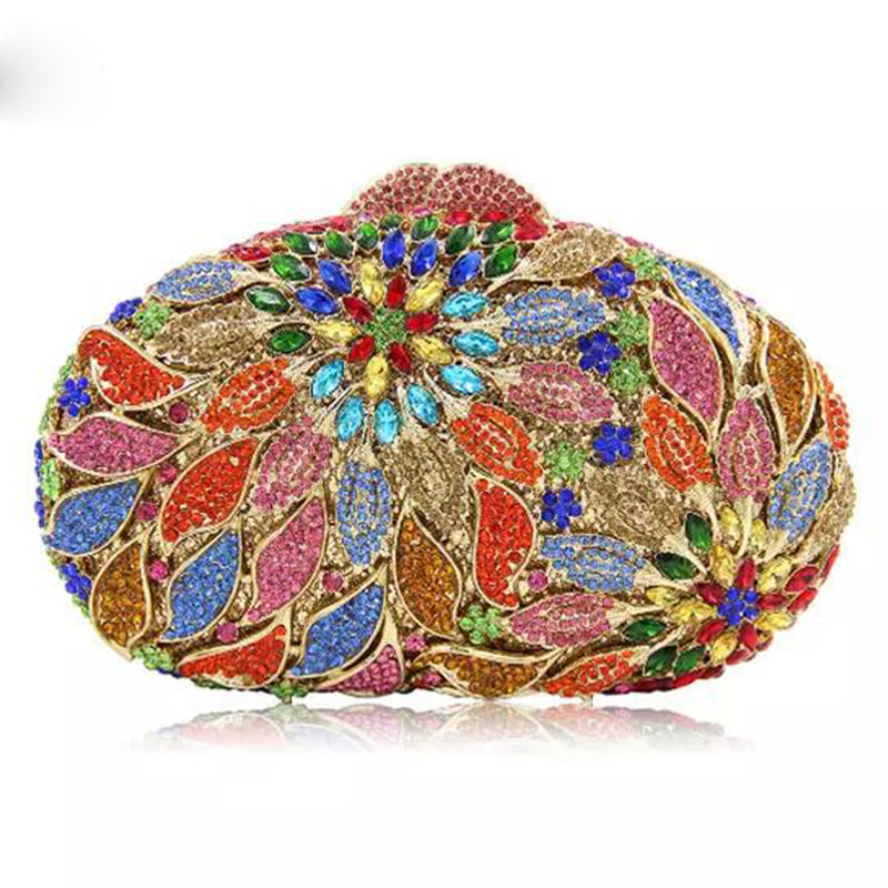 Women's Rhinestone Cutout Clutch Bag – Fashion Evening Clutch with Colour Detail