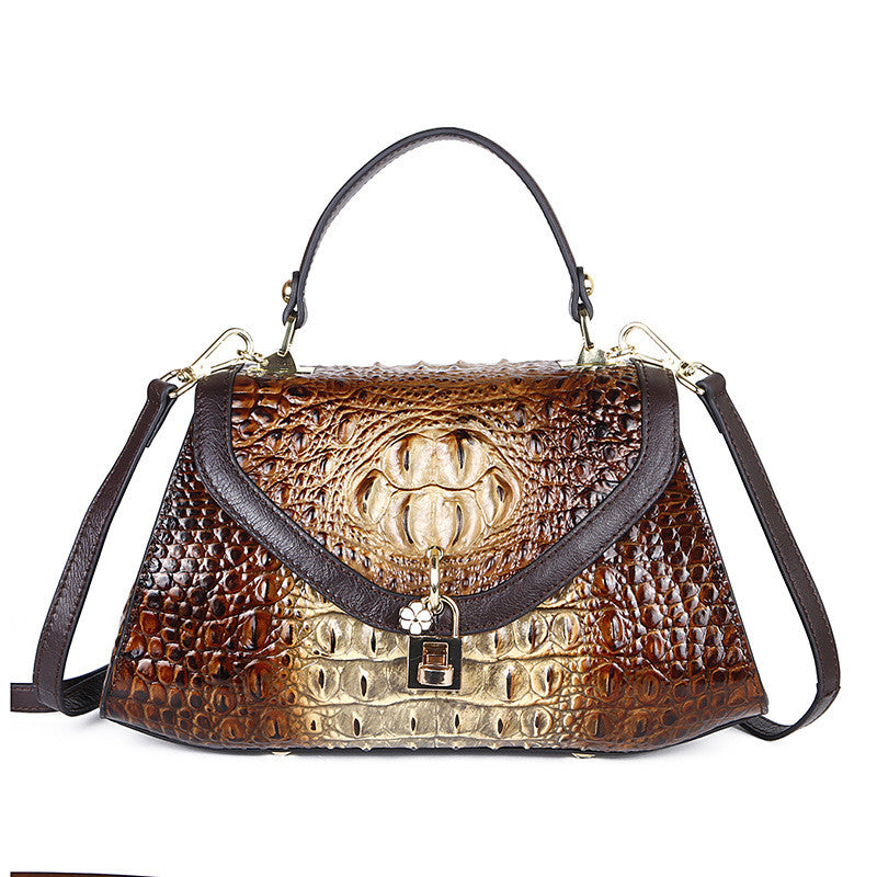 Women's Top Layer Cowhide Colour-Block Shoulder Bag – Soft Genuine Leather Messenger Bag