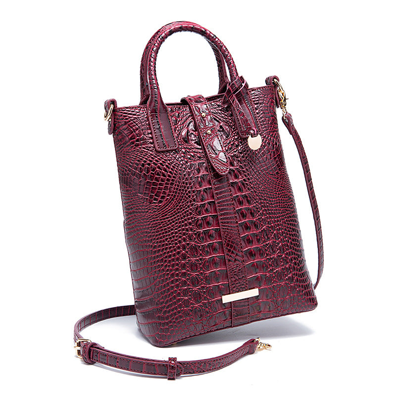 Women's Retro Multi-Colour Crocodile Pattern Shoulder Bag – Textured Vintage Handbag