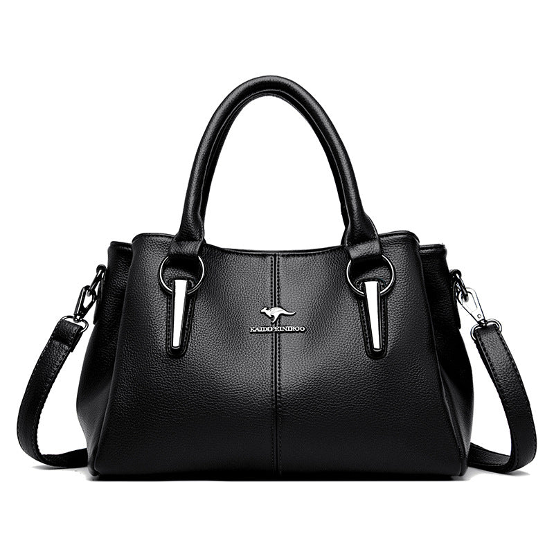 Women's Large Capacity Genuine Leather Crossbody Bag – Multi-Layer Two-Tone Cowhide
