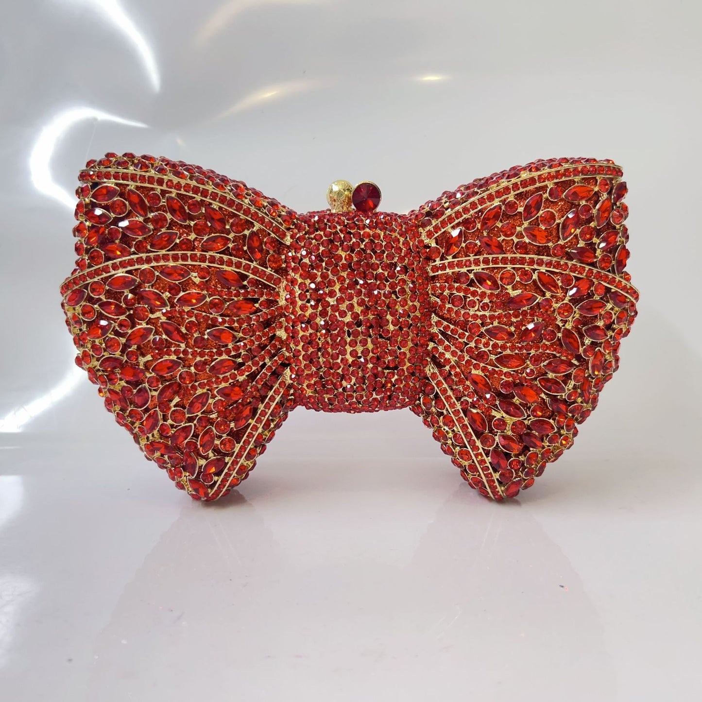 Women's Bow Diamond Rhinestone Clutch – Hard Metal Evening Bag in 22 Colours
