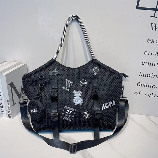 Women's Waterproof Nylon Mesh Shoulder Bag – Casual Large Everyday Bag