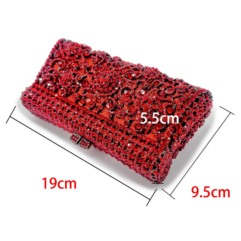 Women's Handmade Diamond Dinner Bag – Floral Clutch with Chain Strap