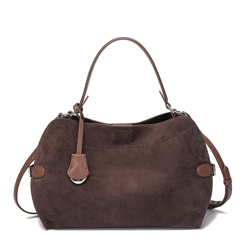 Women's Genuine Deer Suede Crossbody Bag – Brushed Leather Versatile Handbag