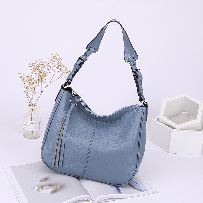 Women's First Layer Cowhide Tassel Tote Bag – Large Genuine Leather Shoulder Handbag
