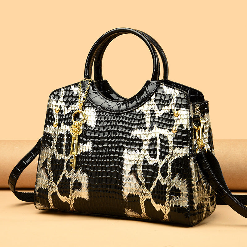 Women's Retro Snakeskin Pattern Large Handbag – Fashion Portable Tote Shoulder Bag