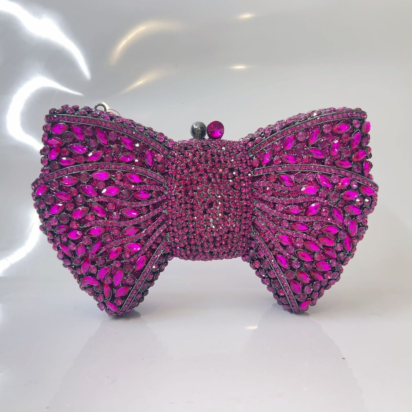 Women's Bow Diamond Rhinestone Clutch – Hard Metal Evening Bag in 22 Colours