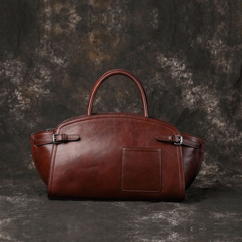 Women's Top Grain Leather Zip Crossbody Bag – Casual Dumpling Shape Handbag
