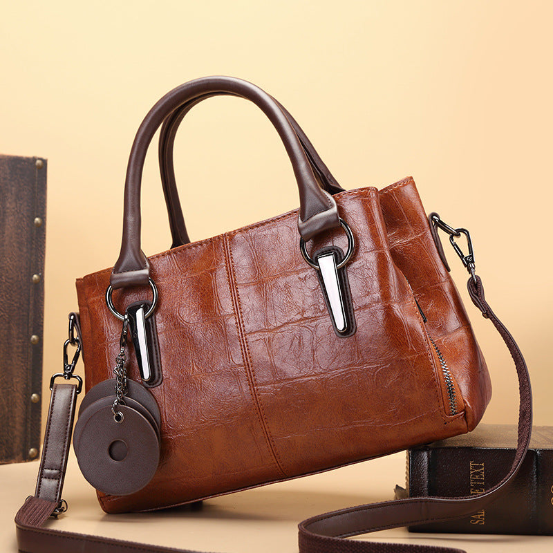 Women's Retro Contrast Colour Shoulder Bag – Large Capacity PU Leather Tote