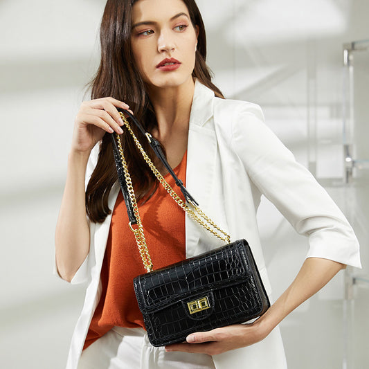 Women's Leather Small Square Crossbody Bag – Chic Single Shoulder Messenger Bag