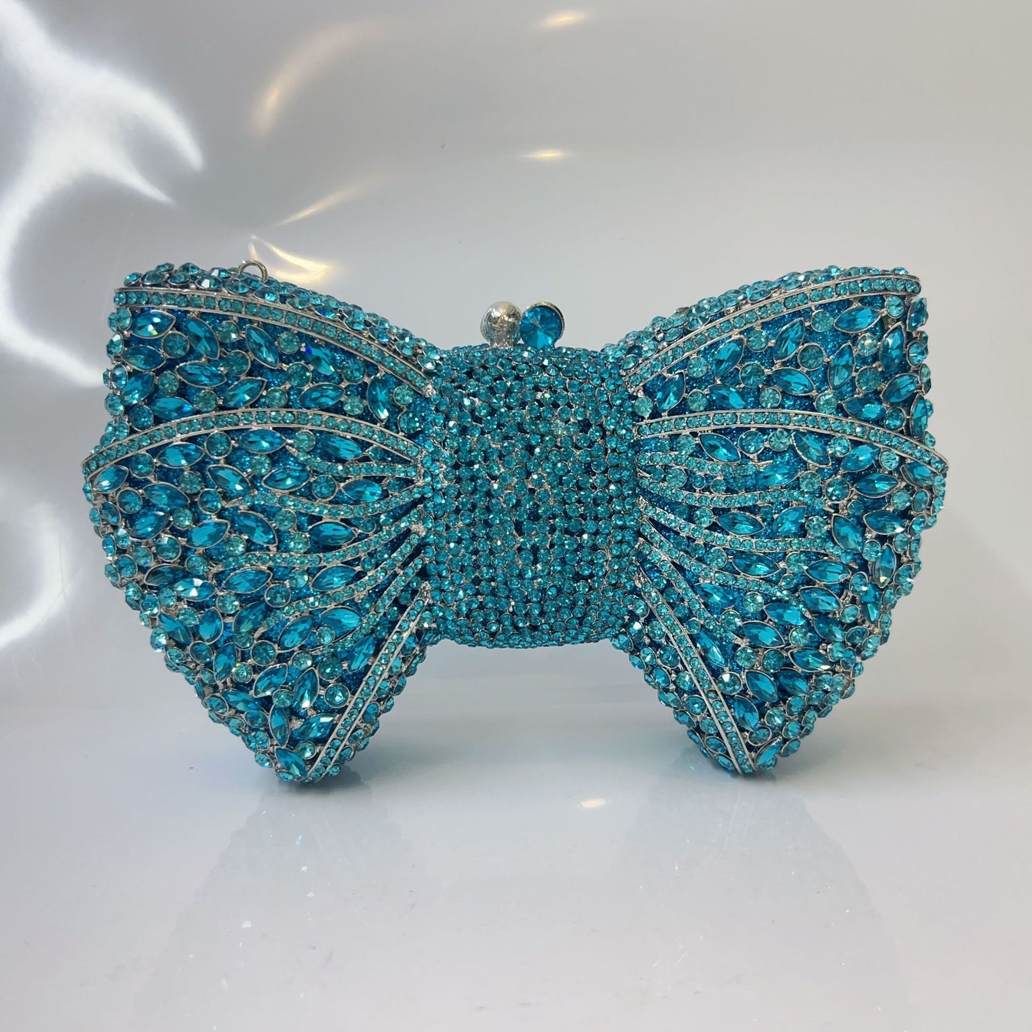 Women's Bow Diamond Rhinestone Clutch – Hard Metal Evening Bag in 22 Colours